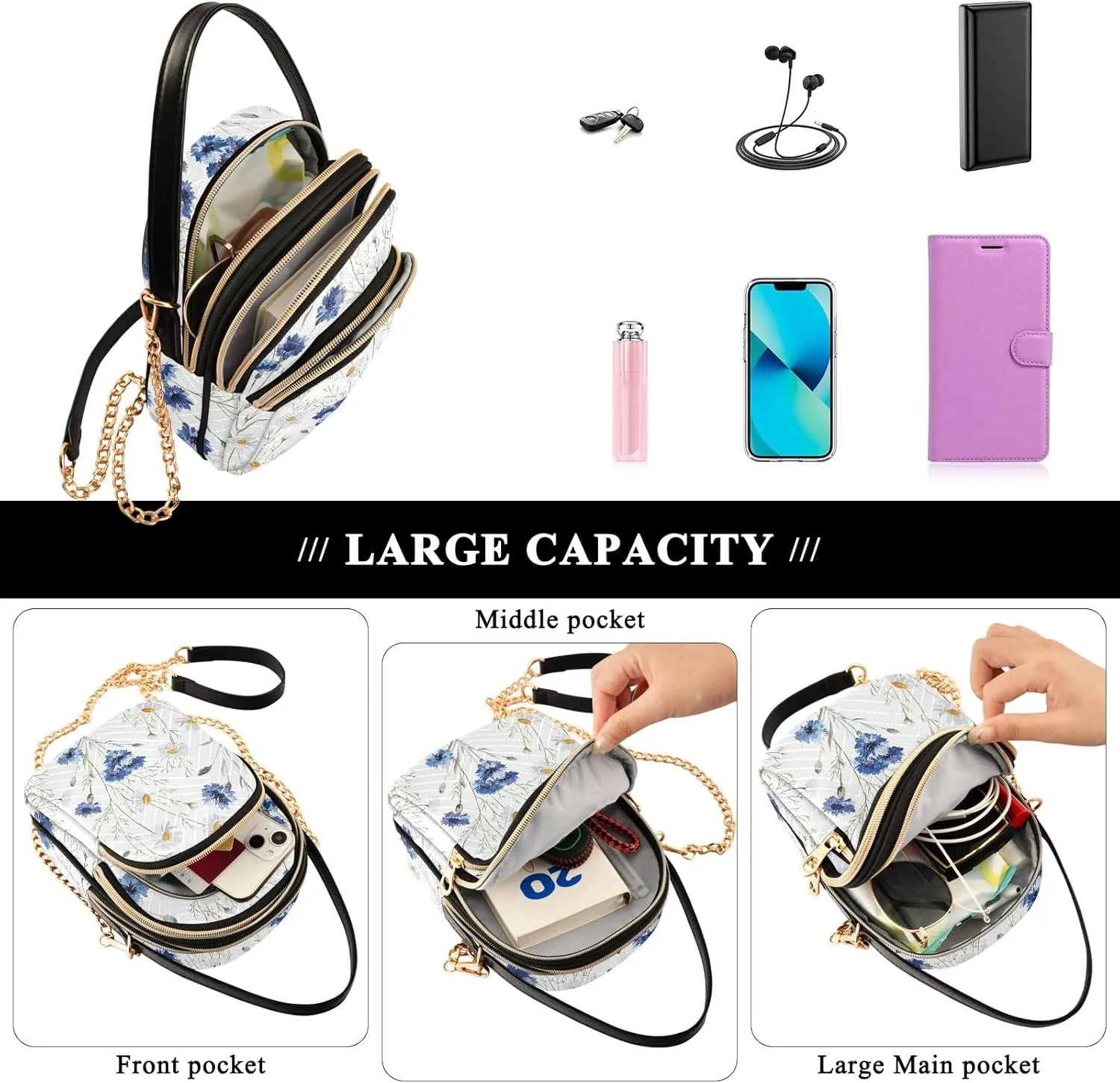Golden Dog Paw Print Crossbody Travel Bags for Women Trendy Small Handbags for Women, Small Messenger Bag