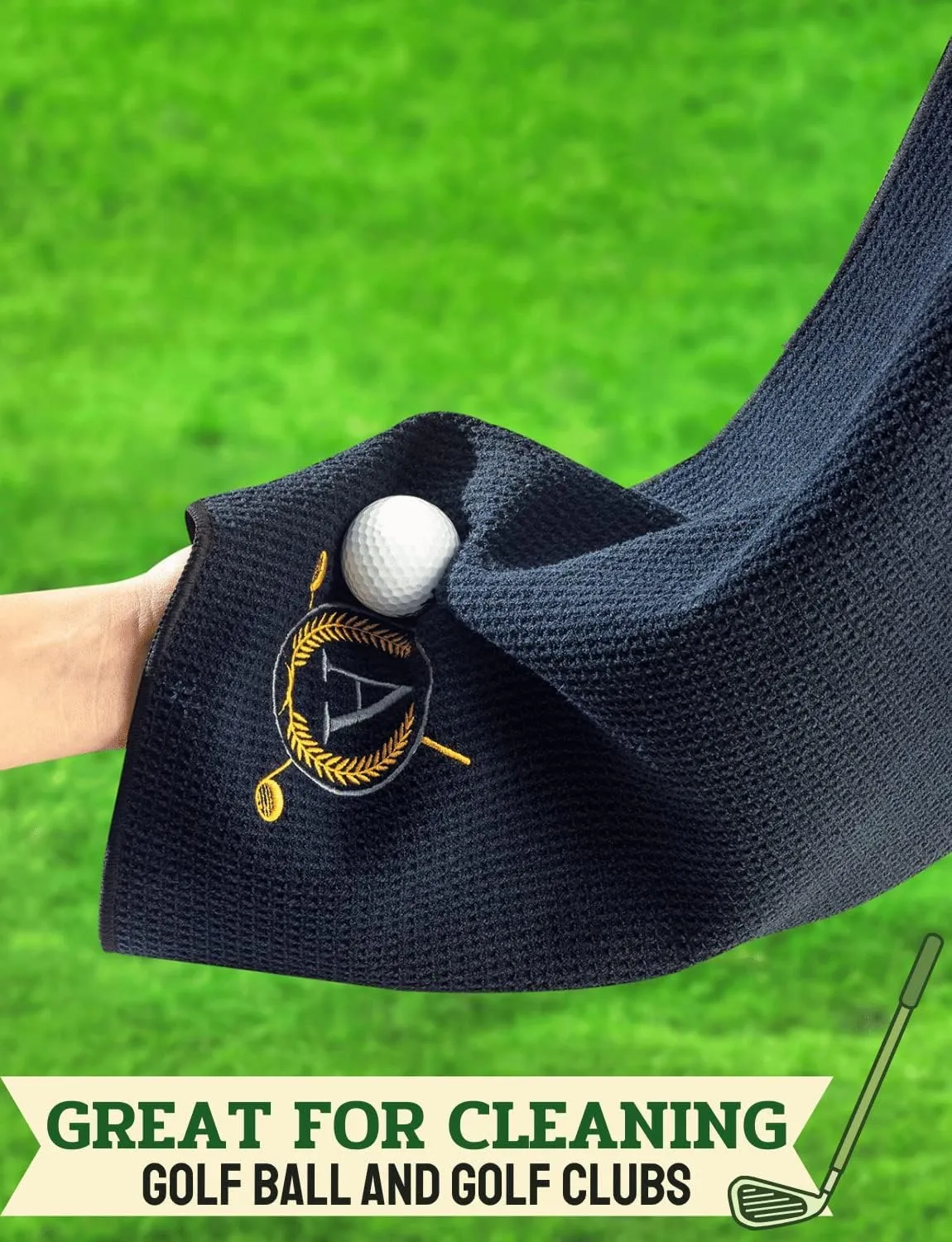 Golf Towels Gift, Monogrammed Golf Towels for Golf Bags for Men and Women on National Golf Day, Retirement, Birthday, and Christmas, 16”x 24” Microfiber Golf Towel - Initial D