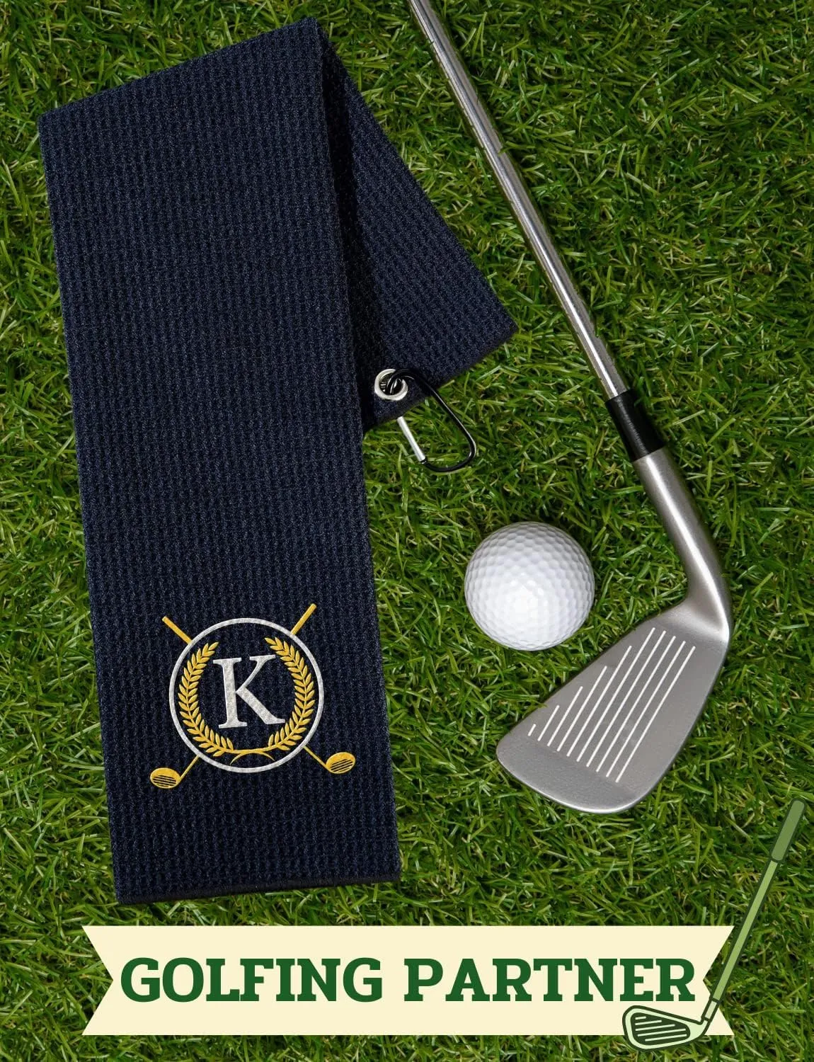 Golf Towels Gift, Monogrammed Golf Towels for Golf Bags for Men and Women on National Golf Day, Retirement, Birthday, and Christmas, 16”x 24” Microfiber Golf Towel - Initial D