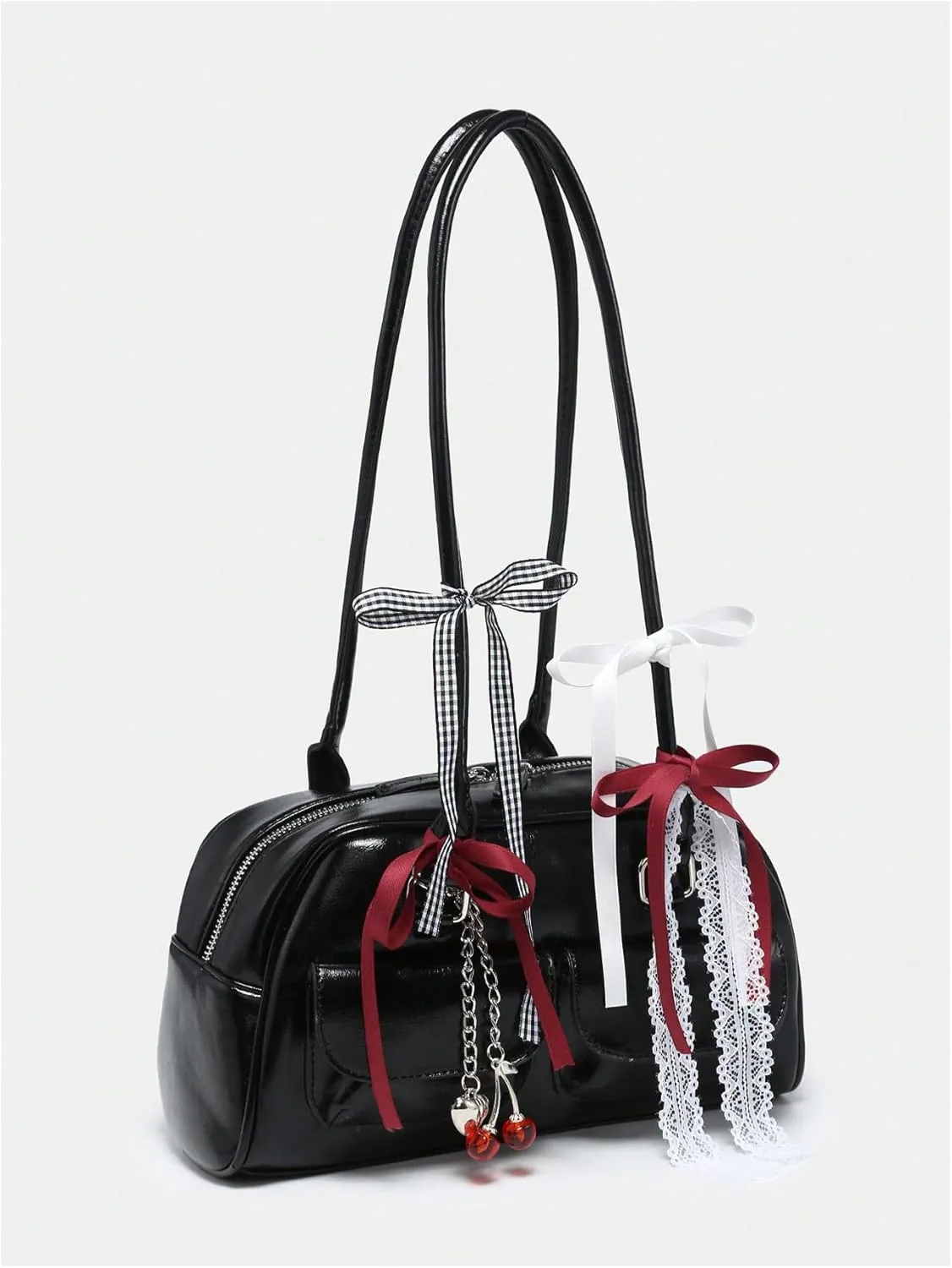 GORGLITTER Women's Y2k Coquette Purse Bow Kawaii Shoulder Bag Ita Bag Faux Leather Tote Bag