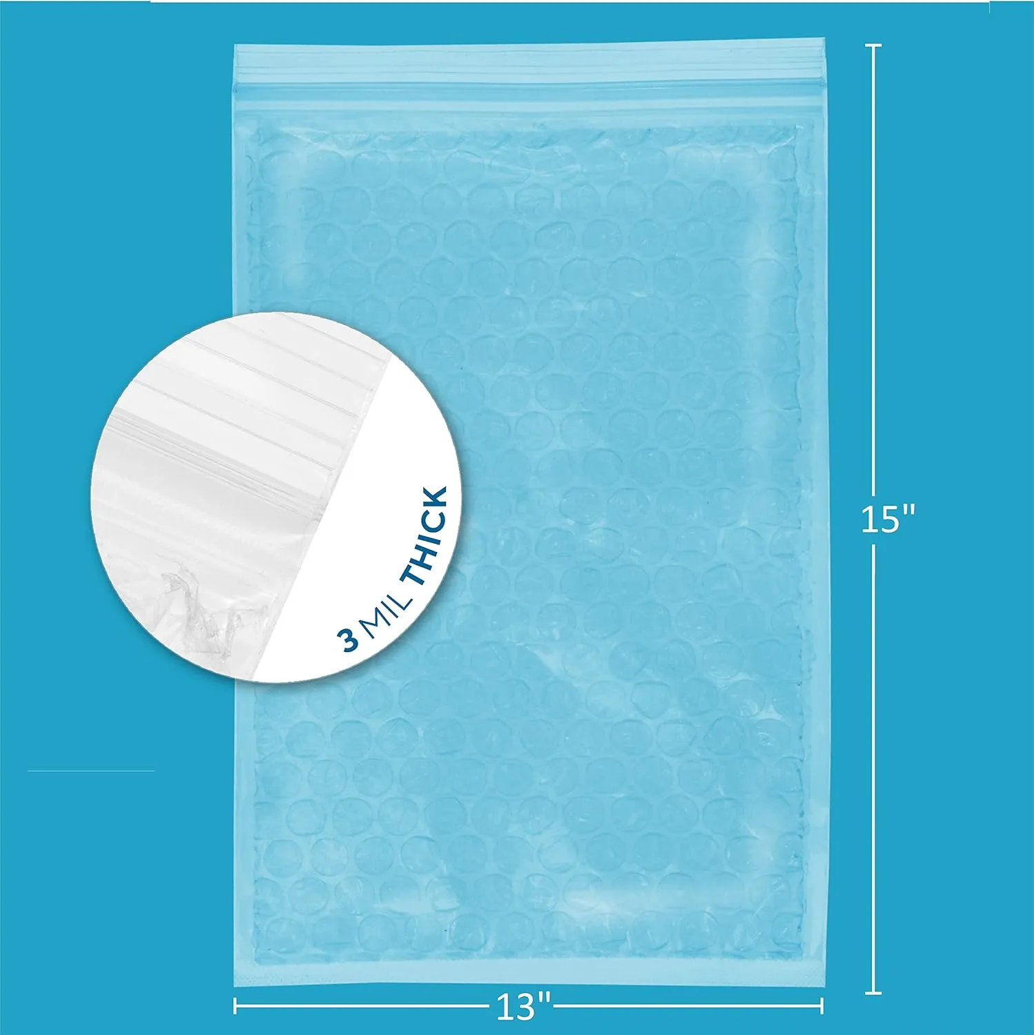 GPI,10 Count, 13"x15" Bubble Recloasable Zip Bags, 3 Mil Thick, Resealable, Reusable, Large, Double Sided Cushion Wrap Bags For Storage Packaging, Mailing & Shipping Fragile Components.
