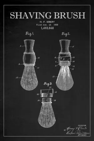 GRANDART.COM - Blackboard Patent - Shaving Brush - Canvas Wall Art By MCA