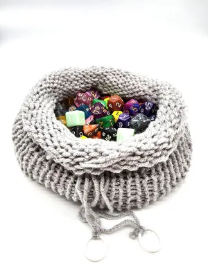 Gray and Silver Drawstring Dice Bag, Dice Pouch, DND