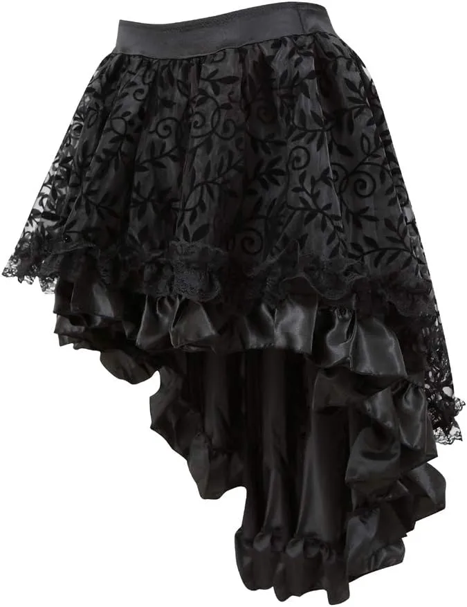 Grebrafan Steampunk Midi Skirt for Women Tulle Multi Layered High Low Outfits Party