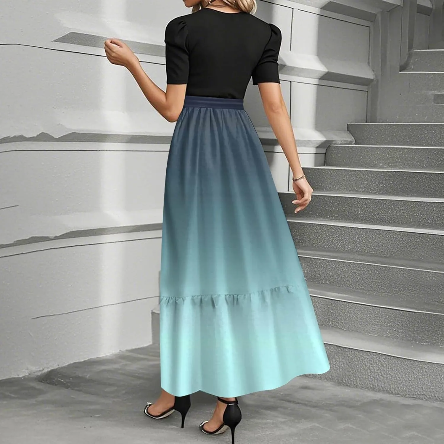 Guest Wedding Dresses for Women 2025 Summer Elegant Classy Short Sleeve A Line Work Dress Wrap Empire Waist Sundress