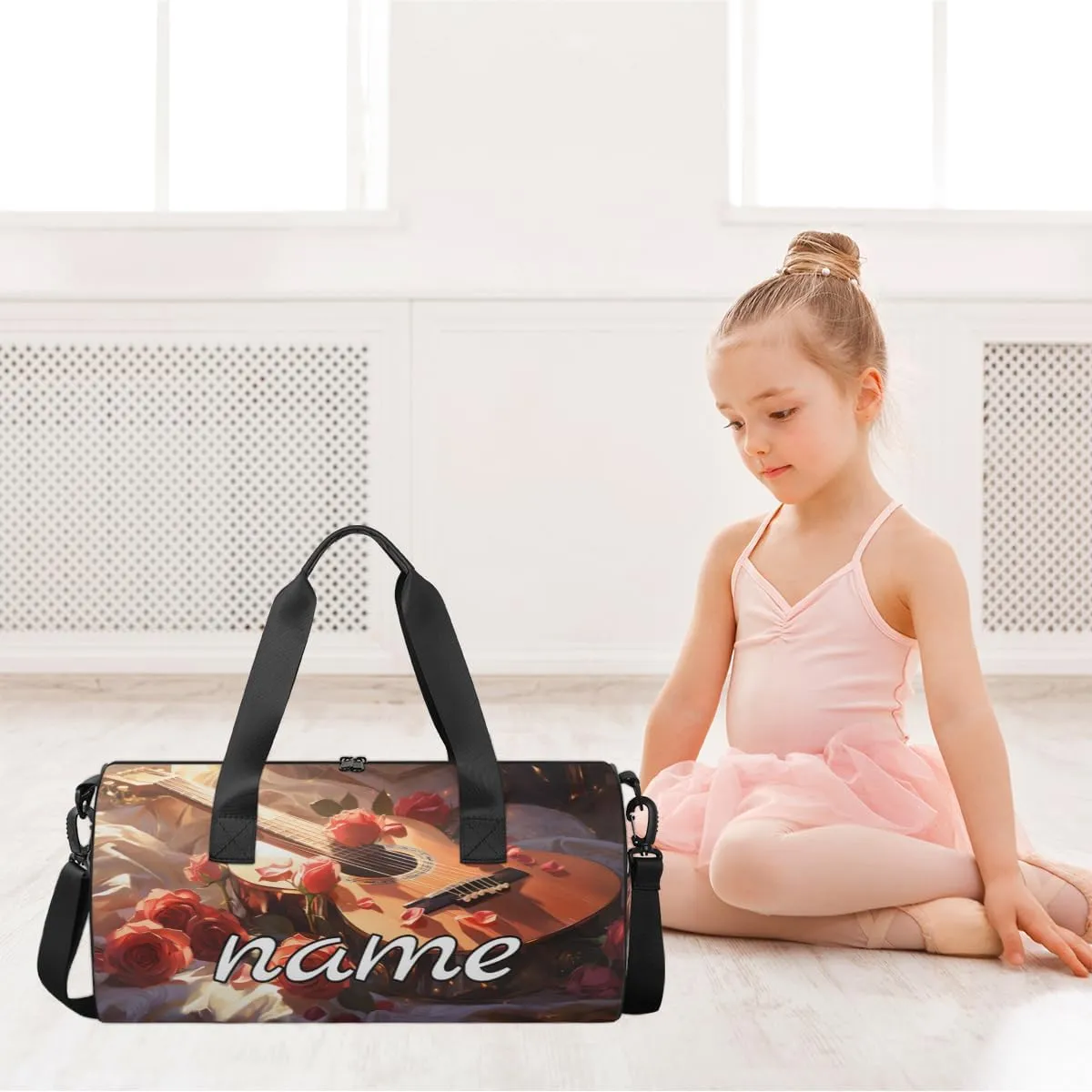 Guitar Note Flower Custom Duffel Bags Weekender Bags Custom Sport Duffel Bag Carry on Overnight Weekender Bag