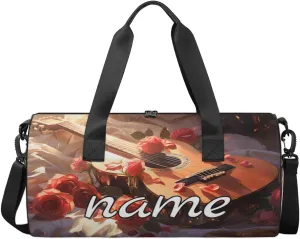 Guitar Note Flower Custom Duffel Bags Weekender Bags Custom Sport Duffel Bag Carry on Overnight Weekender Bag