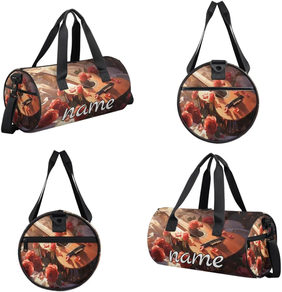 Guitar Note Flower Custom Duffel Bags Weekender Bags Custom Sport Duffel Bag Carry on Overnight Weekender Bag