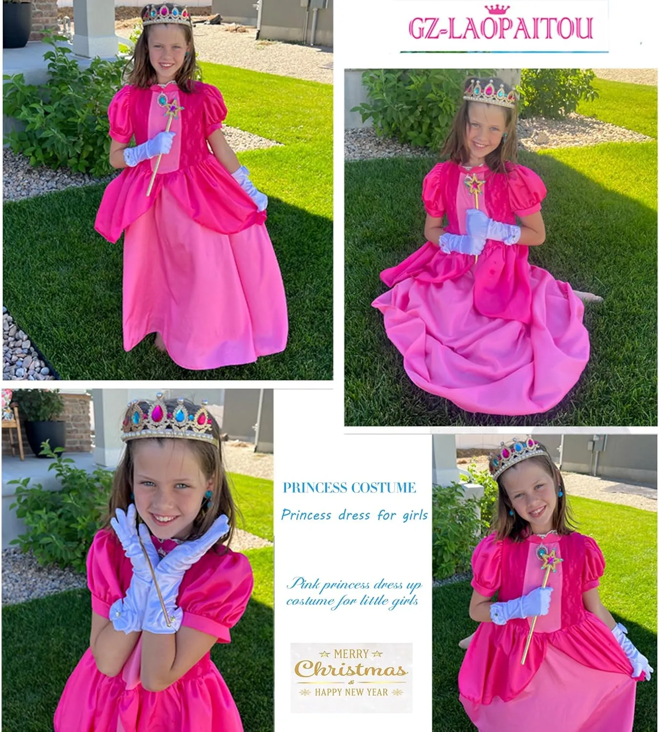 GZ-LAOPAITOU Princess Dress for Girls Princess Costume Kids Halloween Cosplay Birthday Party Dress Up Costume