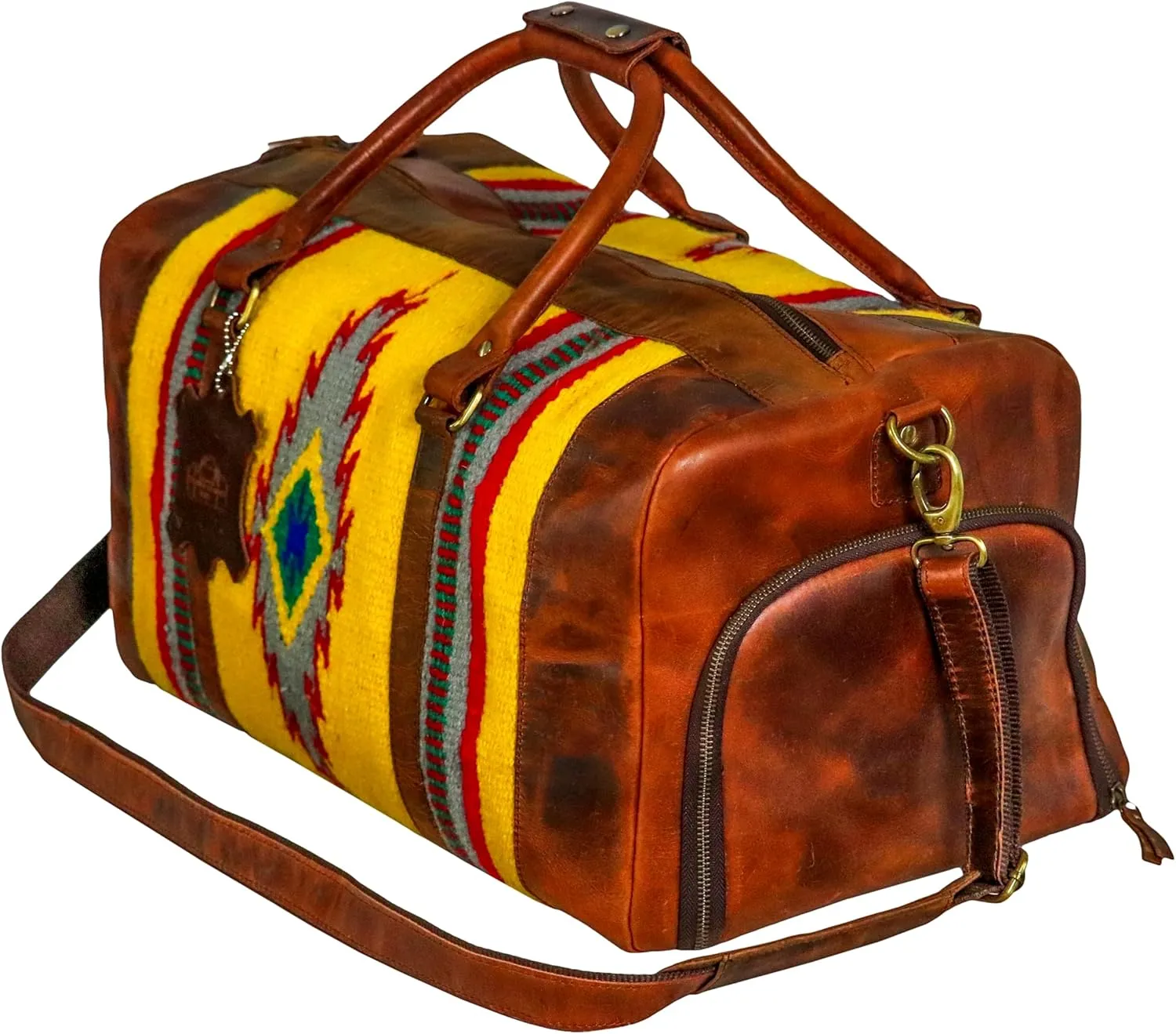 Handmade Duffle Bag leather heavy duty Gym Sports Airplane Overnight Luggage Carry On Unisex Travel Hand Rug Wollen Gift for His/Her (Duffle Bag Style_06)