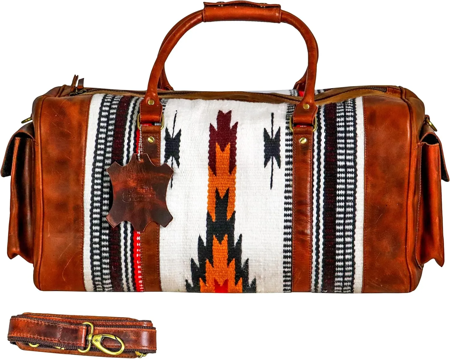Handmade Duffle Bag leather heavy duty Gym Sports Airplane Overnight Luggage Carry On Unisex Travel Hand Rug Wollen Gift for His/Her (Duffle Bag Style_13)