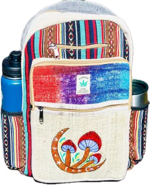Handmade Unique Design Himalayan Hemp Cotton Backpack 17 IN Large Hippie, Festival, Hiking & Tablet Laptop Backpack Bag - Made In Mt. Everest Country Nepal