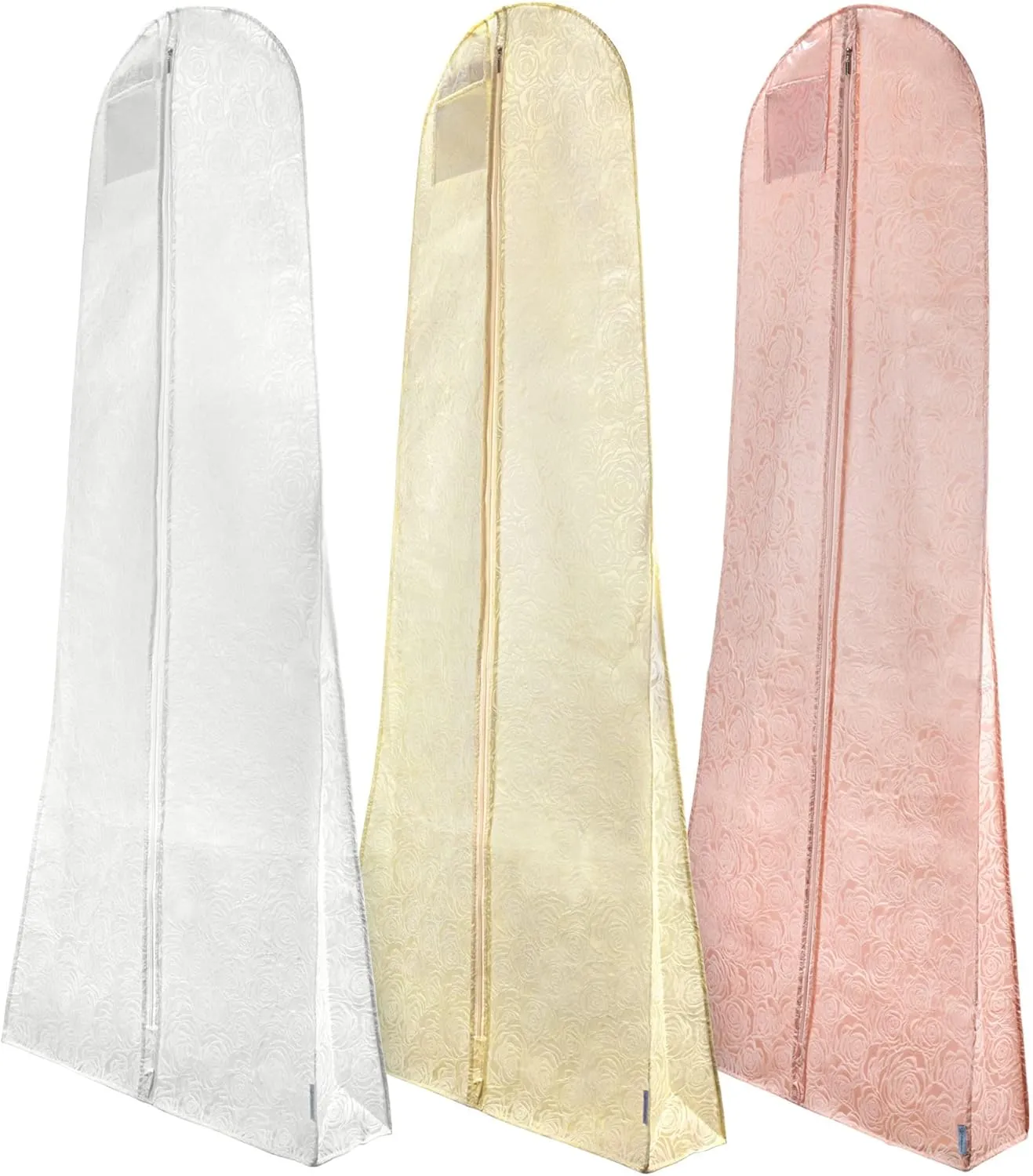 HANGERWORLD Rose Textured Pattern Dress Bags for Gowns Long 72" - Breathable (Dusty Pink, Single)