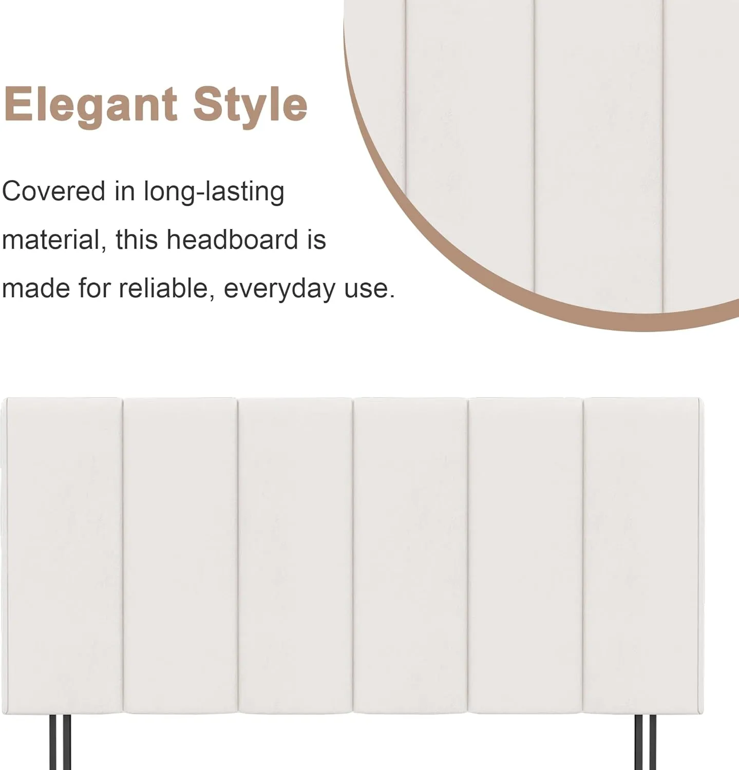 HAOBO Home Upholstered Headboard Foldable King Size Headboards Eastern King/California King Faux Leather Panel with Height Adjustments-White