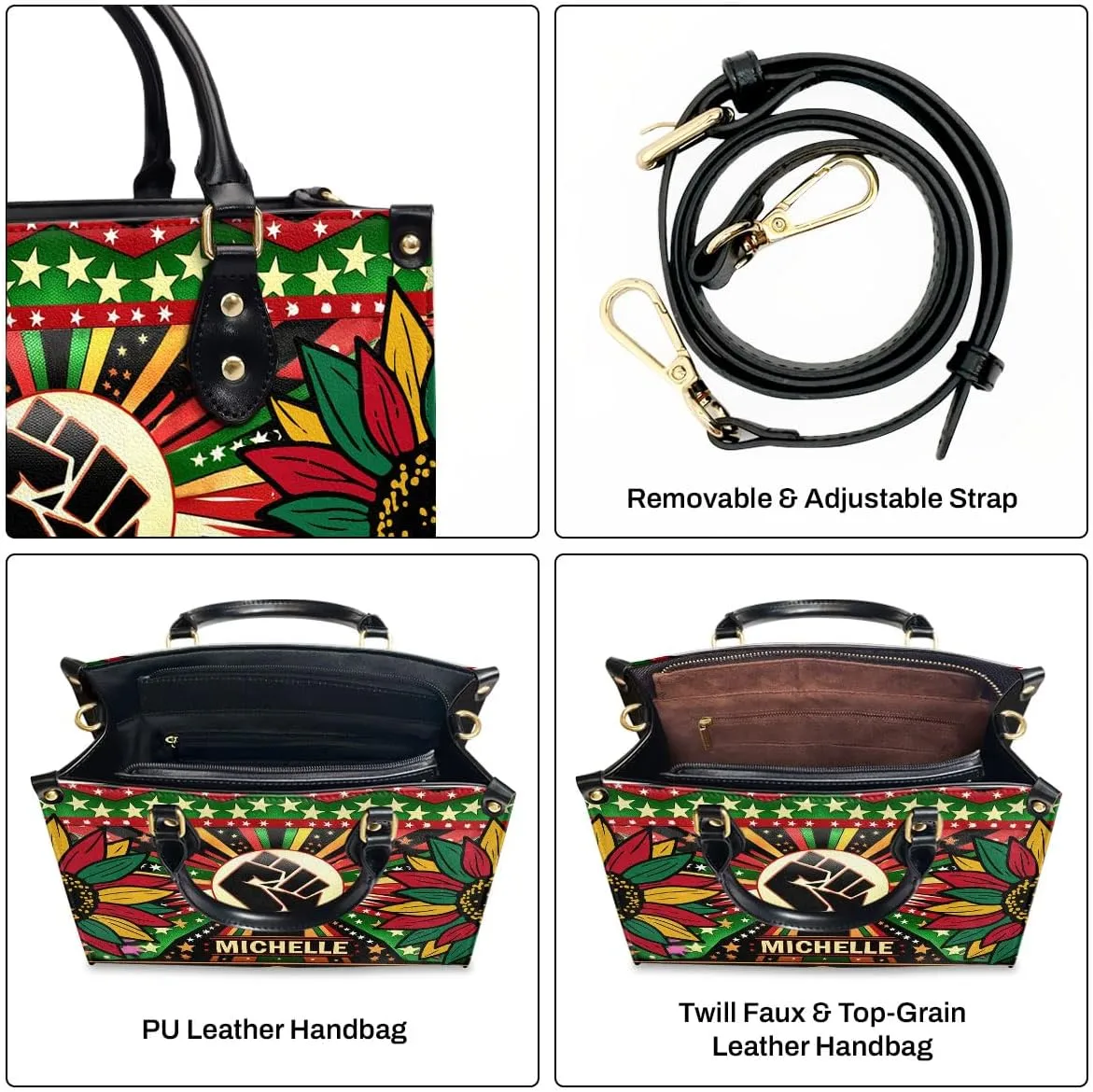 Happy Juneteenth Day Party Gifts - Personalized Leather Bag - Juneteenth Gifts for Adults - Black Independence