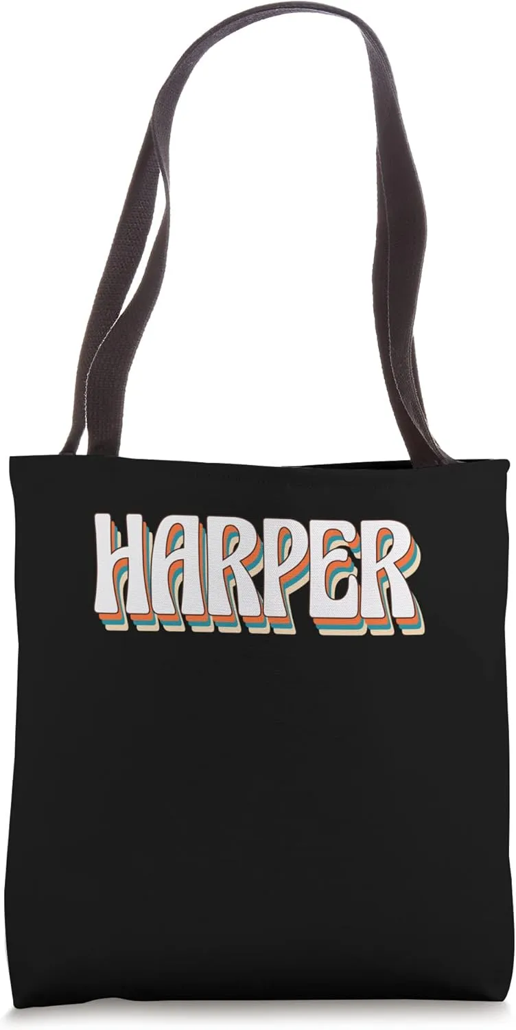Harper Name Personalized Vintage Retro Style Custom Tote Bag