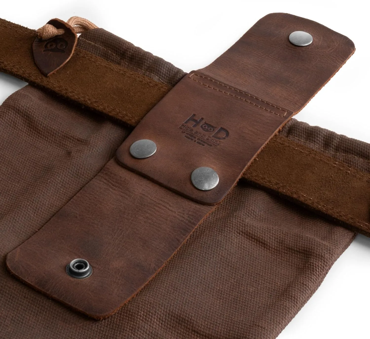 Hide & Drink, Foraging Pouch (Collapsible) for Hiking, Treasures & Seashells Bag, Easy Looping Around Belts, Grocery Storage, Waxed Canvas, Handmade