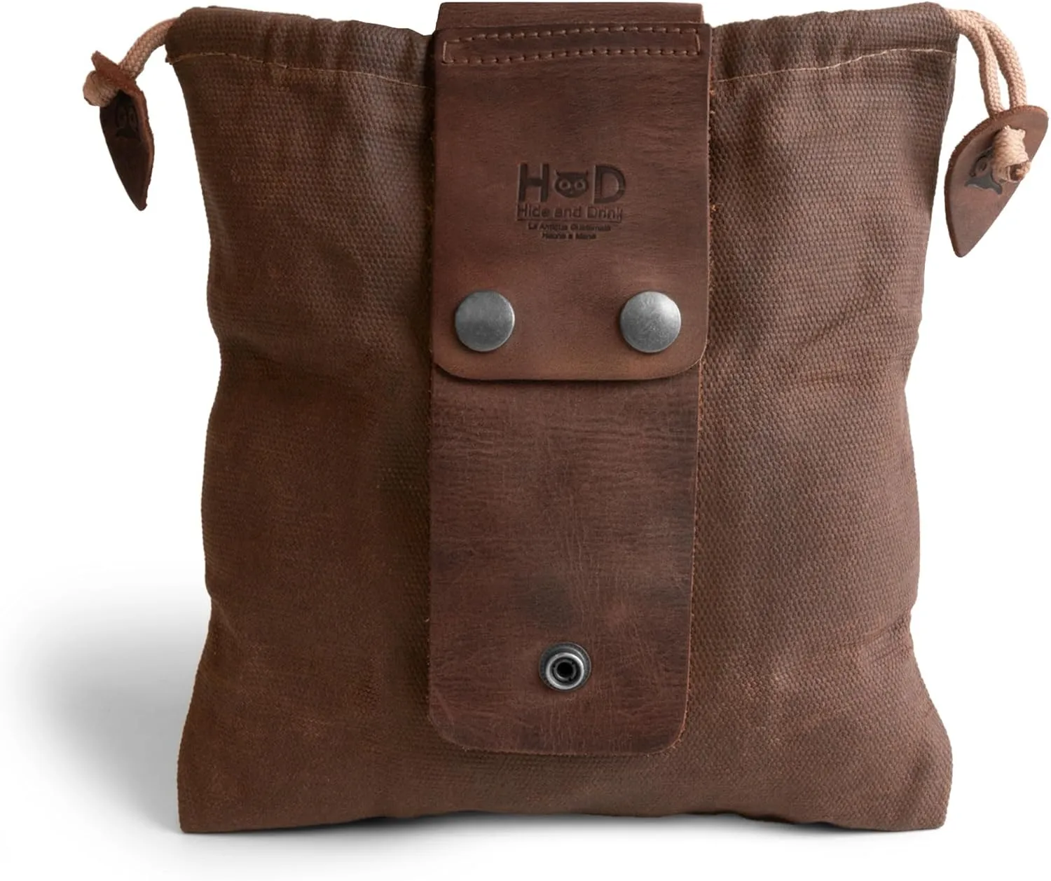 Hide & Drink, Foraging Pouch (Collapsible) for Hiking, Treasures & Seashells Bag, Easy Looping Around Belts, Grocery Storage, Waxed Canvas, Handmade