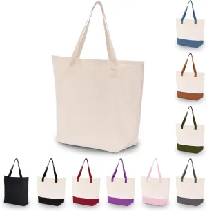 HIFA Personalized Custom Tote Bag for Women, Canvas Tote Bag - Zipper Closure, Extra Inner Pocket - Multipurpose Shoulder Bag