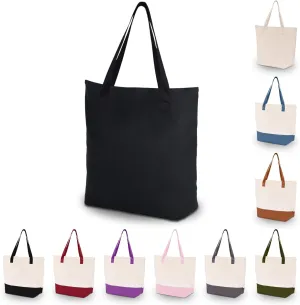 HIFA Personalized Custom Tote Bag for Women, Canvas Tote Bag - Zipper Closure, Extra Inner Pocket - Multipurpose Shoulder Bag