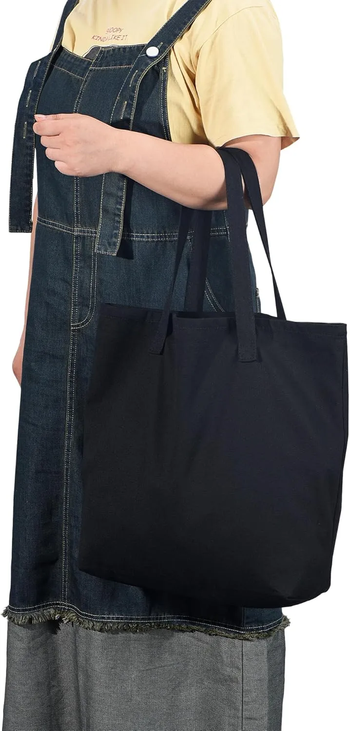 HIFA Personalized Custom Tote Bag for Women, Canvas Tote Bag - Zipper Closure, Extra Inner Pocket - Multipurpose Shoulder Bag