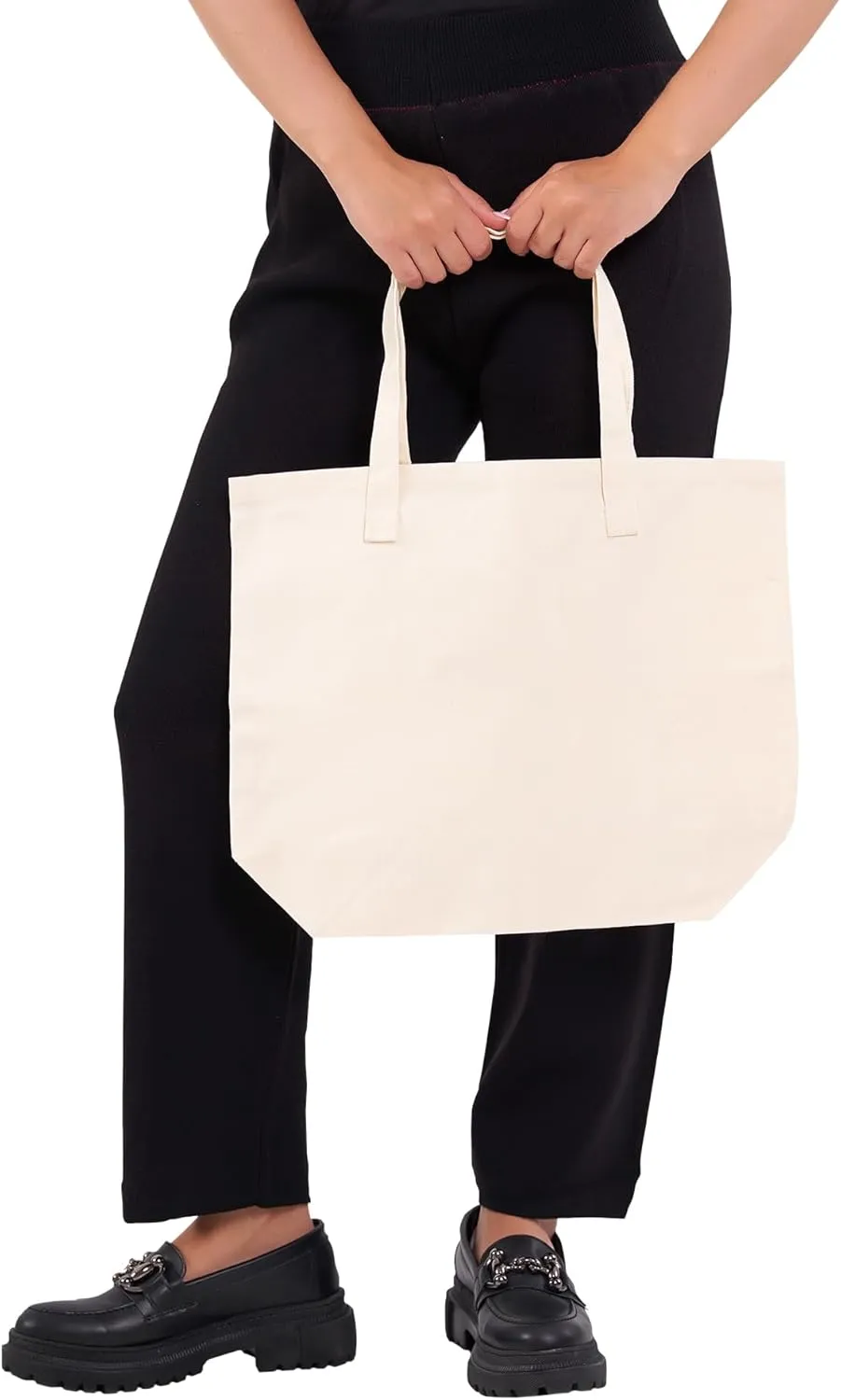 HIFA Personalized Custom Tote Bag for Women, Canvas Tote Bag - Zipper Closure, Extra Inner Pocket - Multipurpose Shoulder Bag