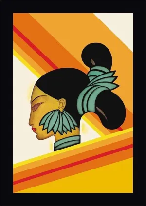 Hill Woman of Assam, 1927 by Frank McIntosh - 25" x 36" Framed Canvas Art Print - Black Frame - Ready to Hang
