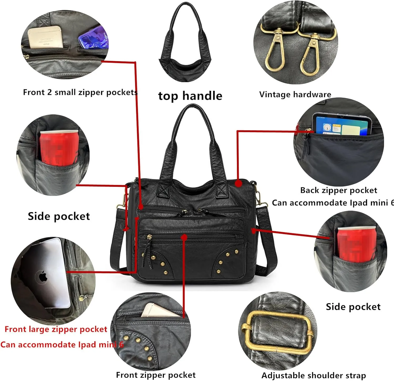 Hobo Handbag and Purses for Women,Top Handle Satchel Purse Tote Shoulder Bags Faux Leather for Ladies
