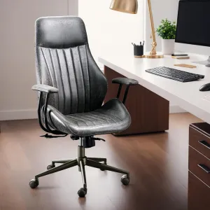 HOOOWOOO Faux Suede Leather Home Office Desk Chair,MCM Modern Ergonomic Task Work Chair,Computer Gaming Chair with Cushion Seat Lumbar Support Reclining High Back for Long Hours(Charcoal Grey)