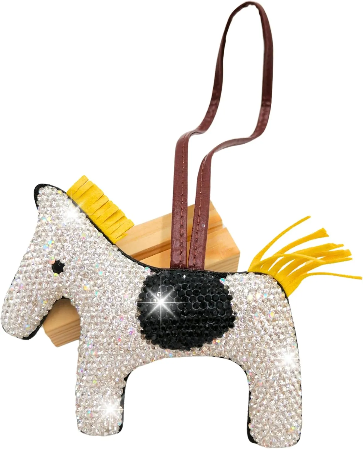 Horse Keychain, Rhinestone Keychain, Purse Charms, Bling Keyring, Rhinestone Bag Charm, Animal PU Leather, Pony