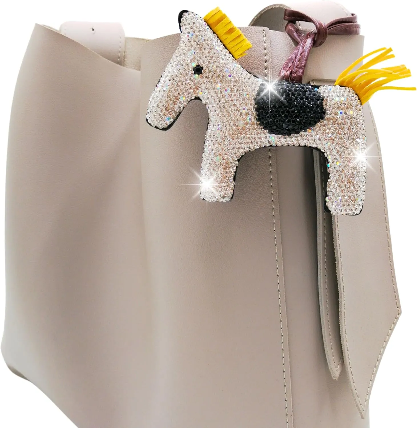 Horse Keychain, Rhinestone Keychain, Purse Charms, Bling Keyring, Rhinestone Bag Charm, Animal PU Leather, Pony