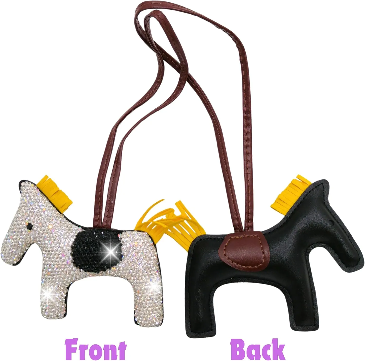 Horse Keychain, Rhinestone Keychain, Purse Charms, Bling Keyring, Rhinestone Bag Charm, Animal PU Leather, Pony