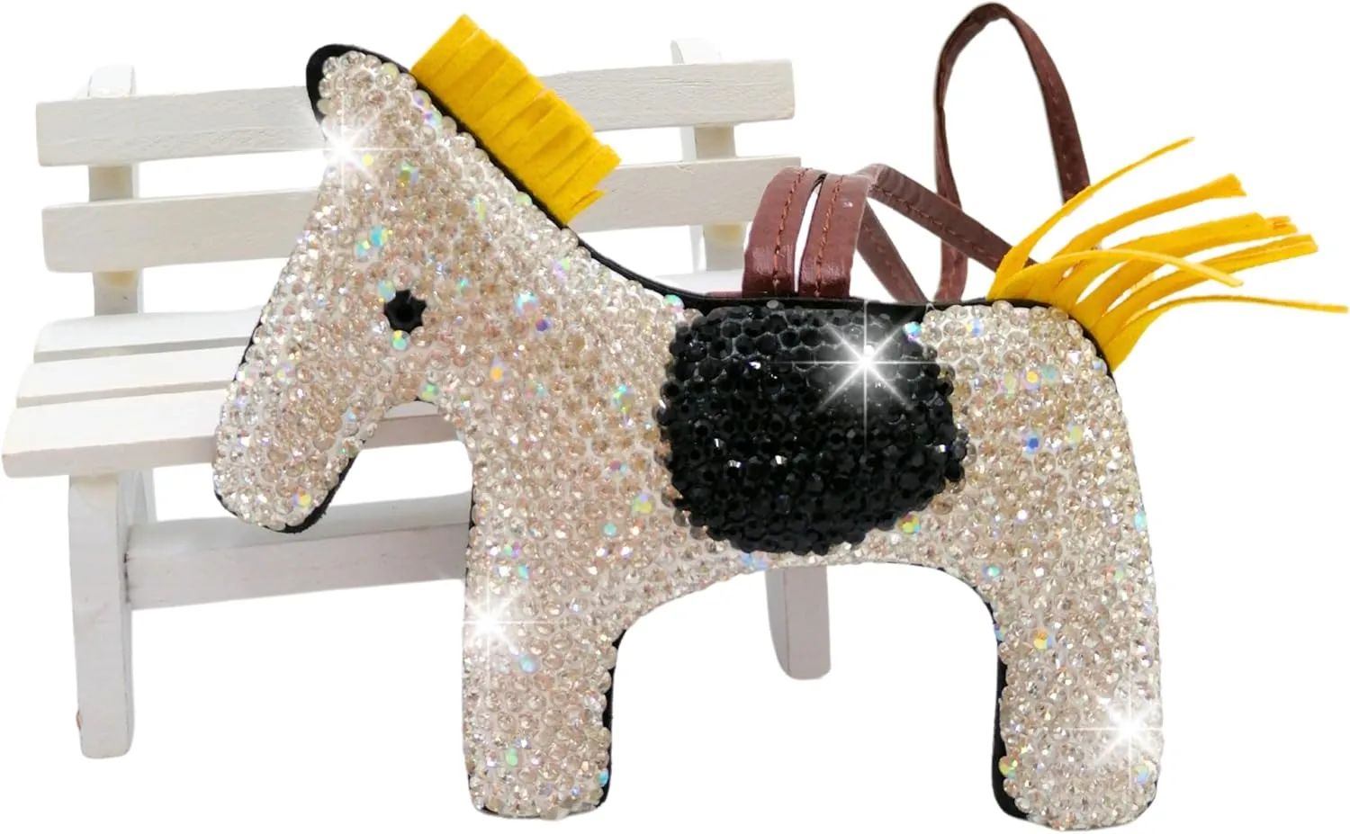 Horse Keychain, Rhinestone Keychain, Purse Charms, Bling Keyring, Rhinestone Bag Charm, Animal PU Leather, Pony