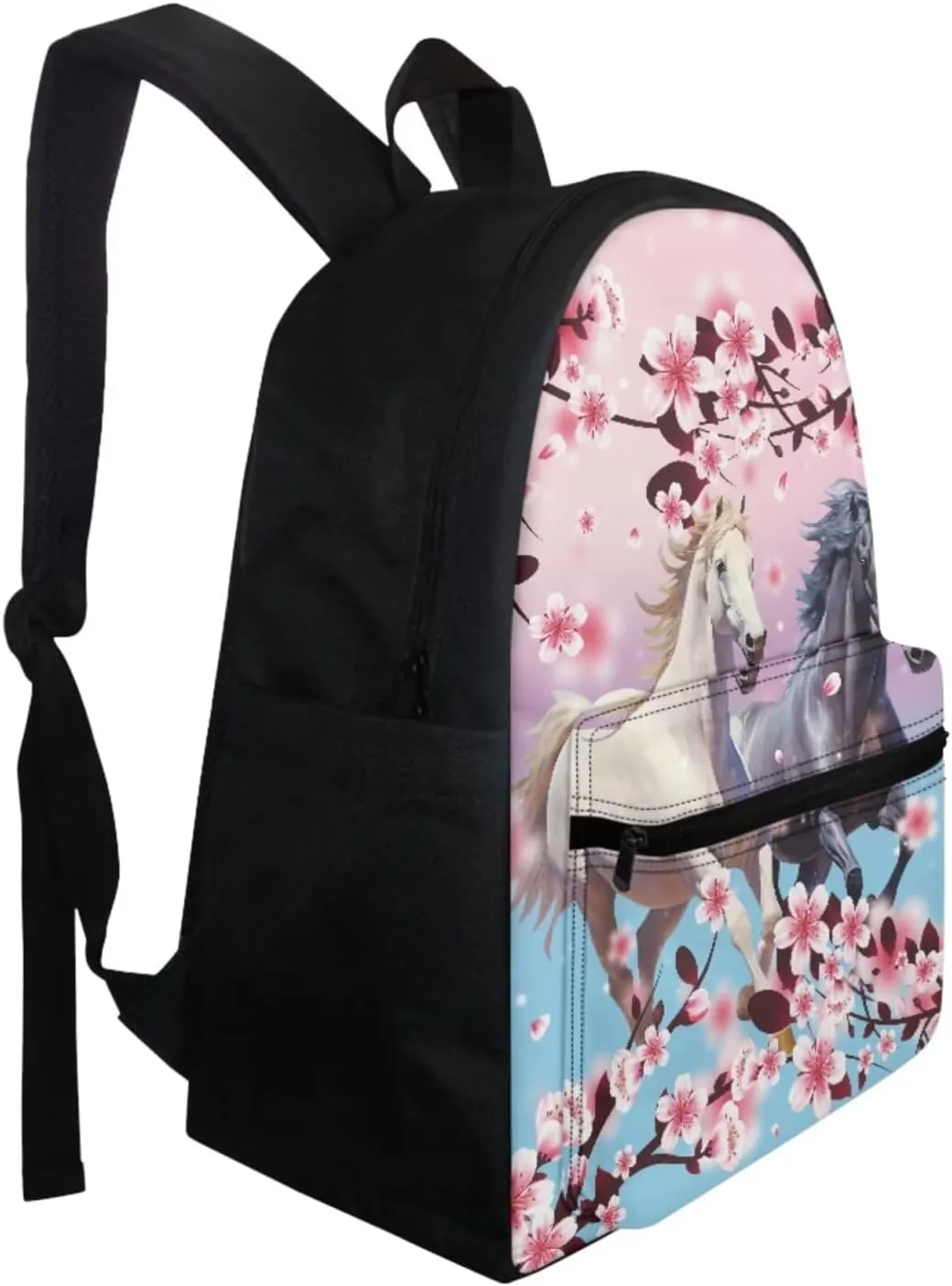 Horse Print 3 Piece Backpack Set for Girls 5td Grade Waterproof and Oil Proof Meal Bag Lunch Box 15 inch Portable School Bag for Middle School Junior Middle School