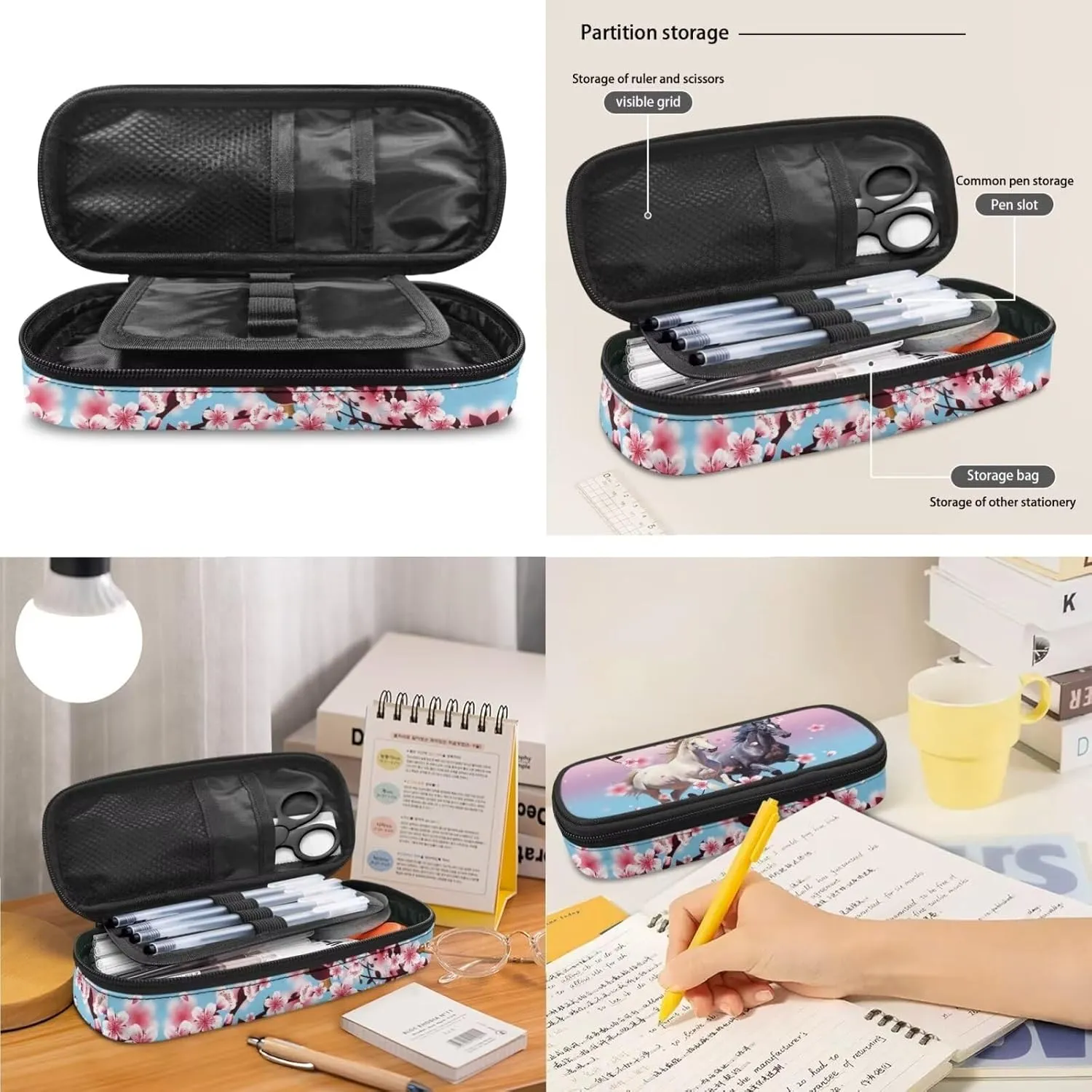 Horse Print 3 Piece Backpack Set for Girls 5td Grade Waterproof and Oil Proof Meal Bag Lunch Box 15 inch Portable School Bag for Middle School Junior Middle School