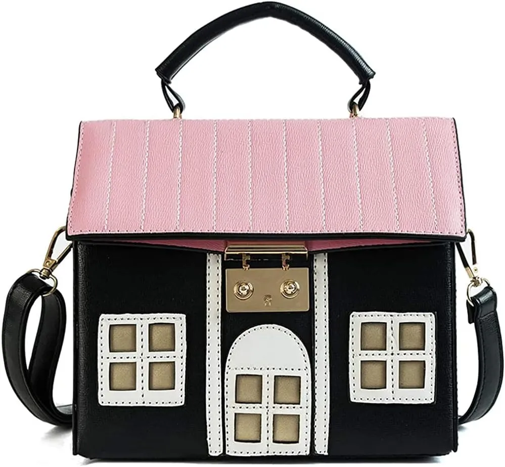 House Shaped Unique Novelty Purse for Women Mini Funny Weird Shoulder Crossbody Bag Handbag Clutch PU Leather