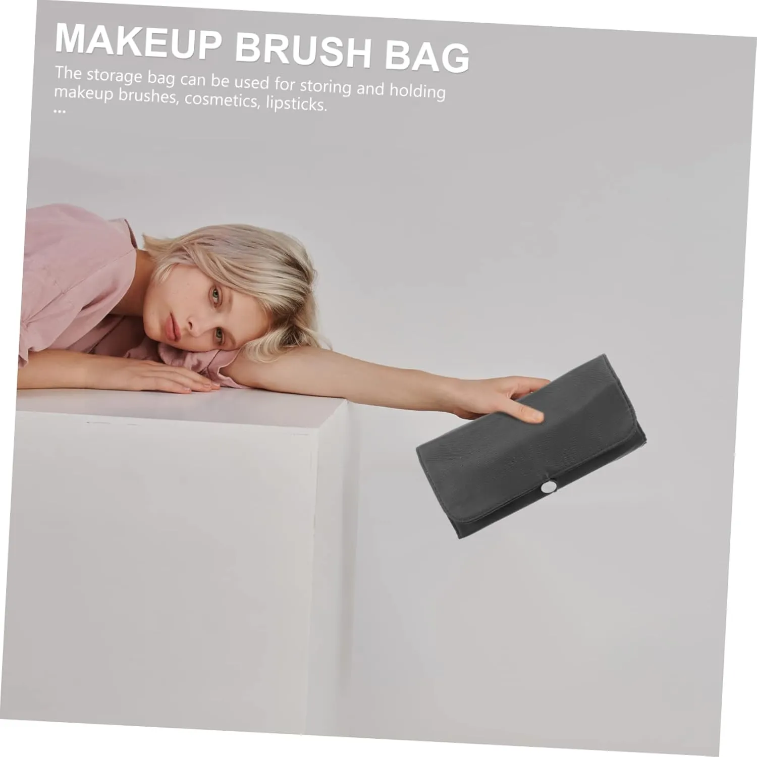 Housoutil Makeup Brush Rolling Bag Portable Case 8 Sections Cosmetics Bag Makeup Brush Holder for Travel