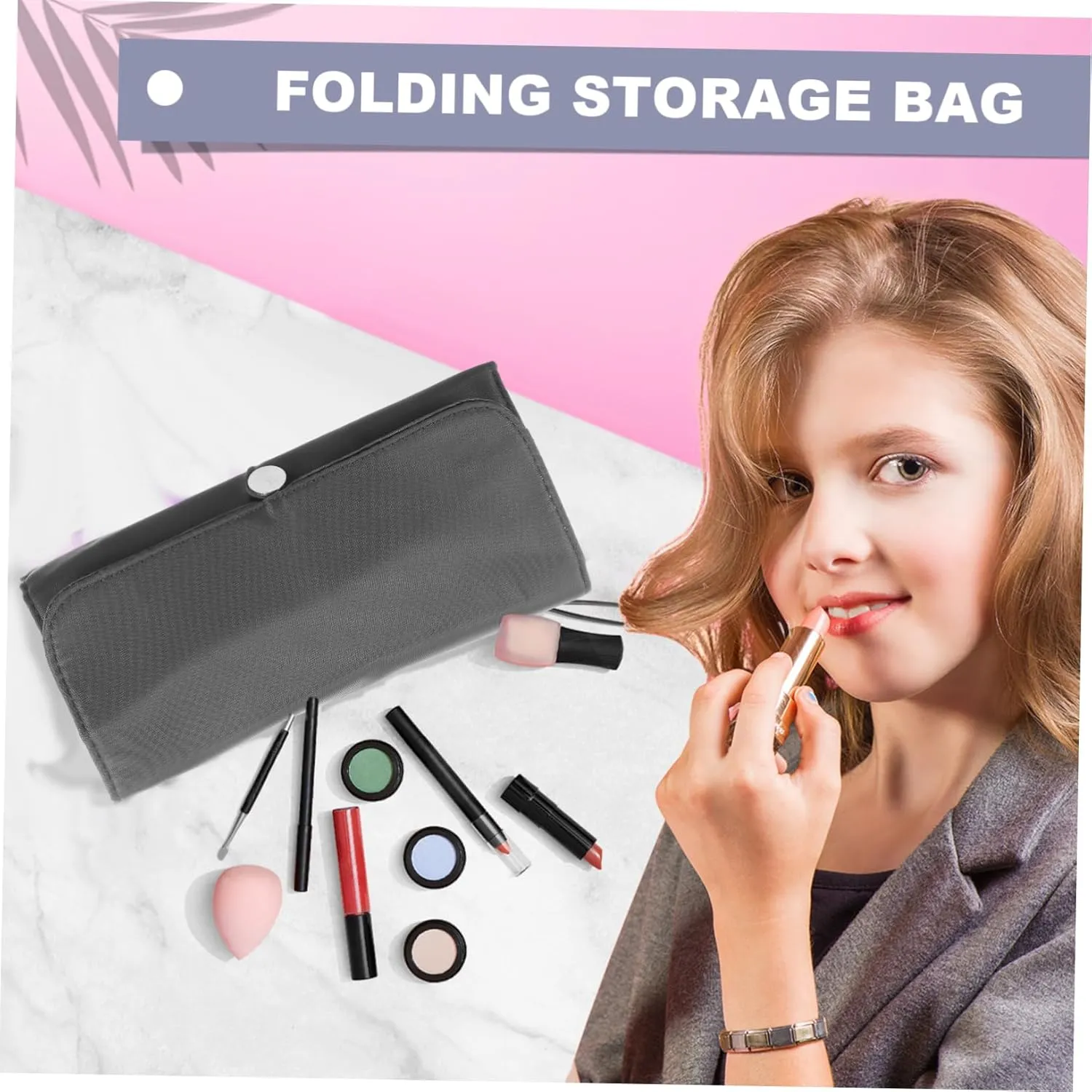 Housoutil Makeup Brush Rolling Bag Portable Case 8 Sections Cosmetics Bag Makeup Brush Holder for Travel