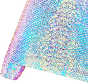 HYANG Holographic Snake Embossing Silver PU Faux Leather Sheets,Very Suitable for Making DIY Crafts,Handbags Leather Earrings, Bows,Sewing etc 1Rolls 12"X53" (30cmX135cm)