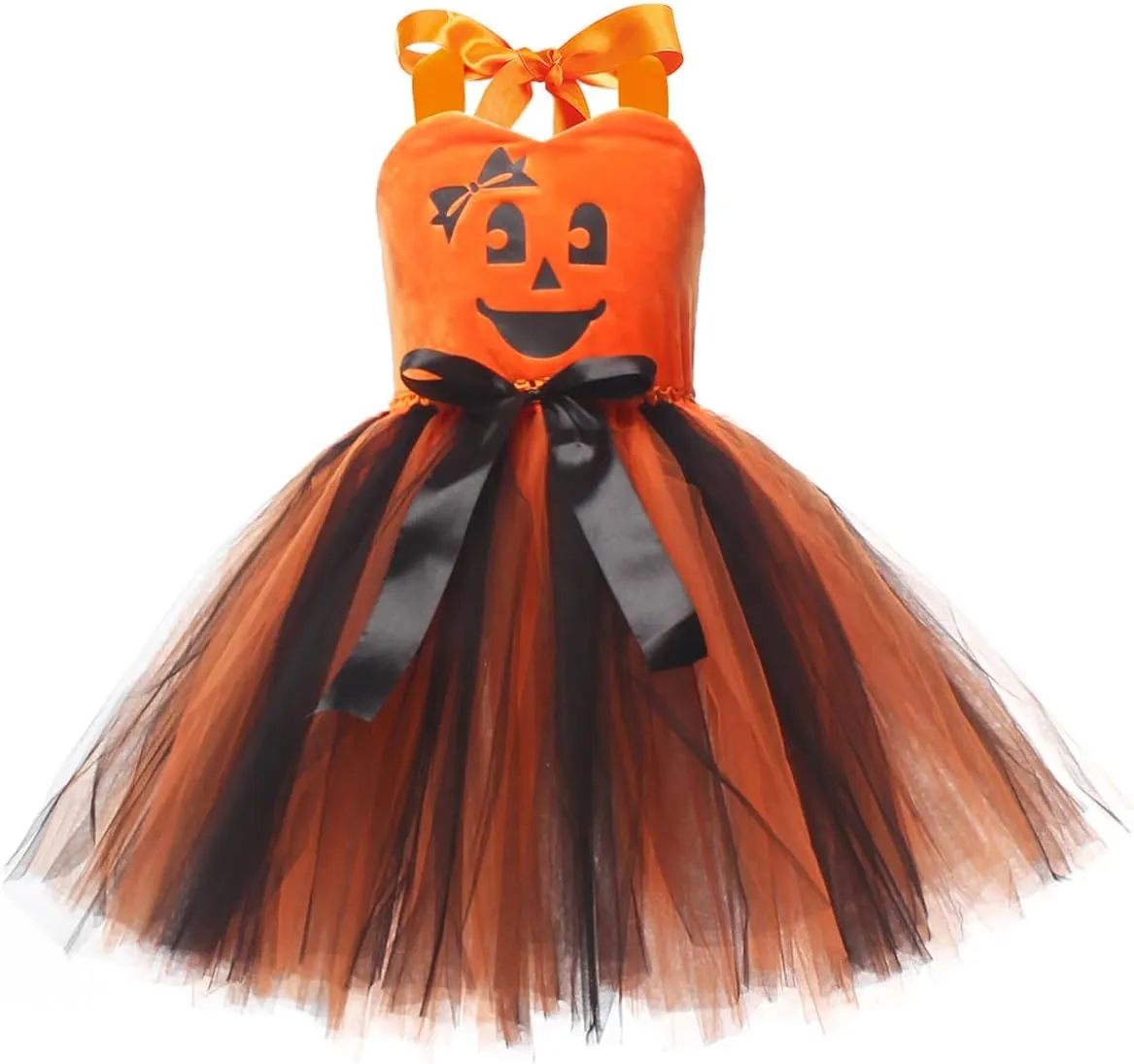 IMEKIS Toddler Kids Girls Halloween Pumpkin Costume Dress with Trick or Treat Bag Headband 3PCS Set Outfit Photo Shoot