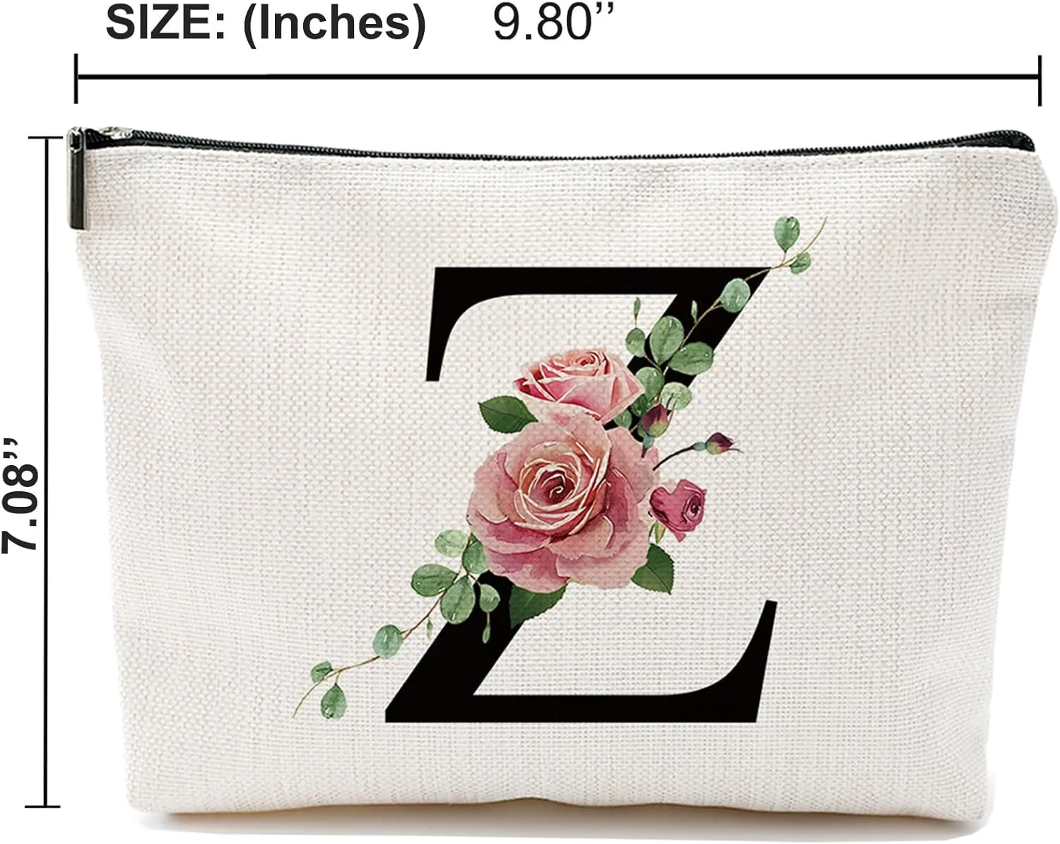 Initial A-Z Personalized Makeup Bag, Monogrammed Bridesmaid Gift Cosmetic Bag, Presents Portable Stationary Storage Organizer, Friendship Travel Makeup Bags