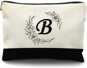 Initial Monogram Personalized makeup bag,Bride Bridesmaid Cosmetic bag,personalized makeup bag,bridesmaid gifts,personalized gifts,make up bag,monogrammed gifts for women（B）