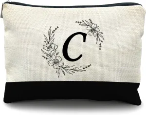 Initial Monogram Personalized makeup bag,c cosmetic bag,Bride Bridesmaid Cosmetic bag,personalized makeup bag,bridesmaid gifts,personalized gifts,make up bag,monogrammed gifts for women（C）