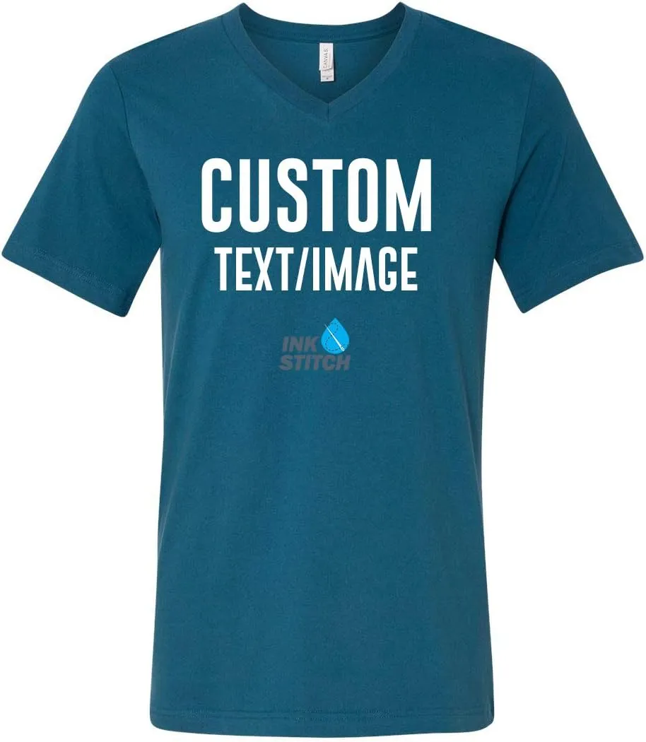 INK STITCH Unisex Bella Canvas Custom Deisgn Your Own V-Neck T-Shirts -Multicolors