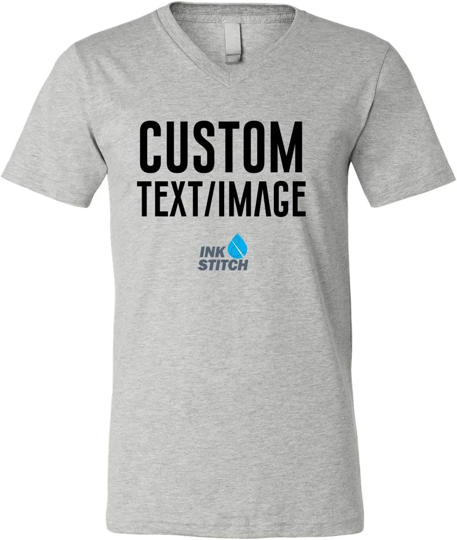 INK STITCH Unisex Bella Canvas Custom Deisgn Your Own V-Neck T-Shirts -Multicolors