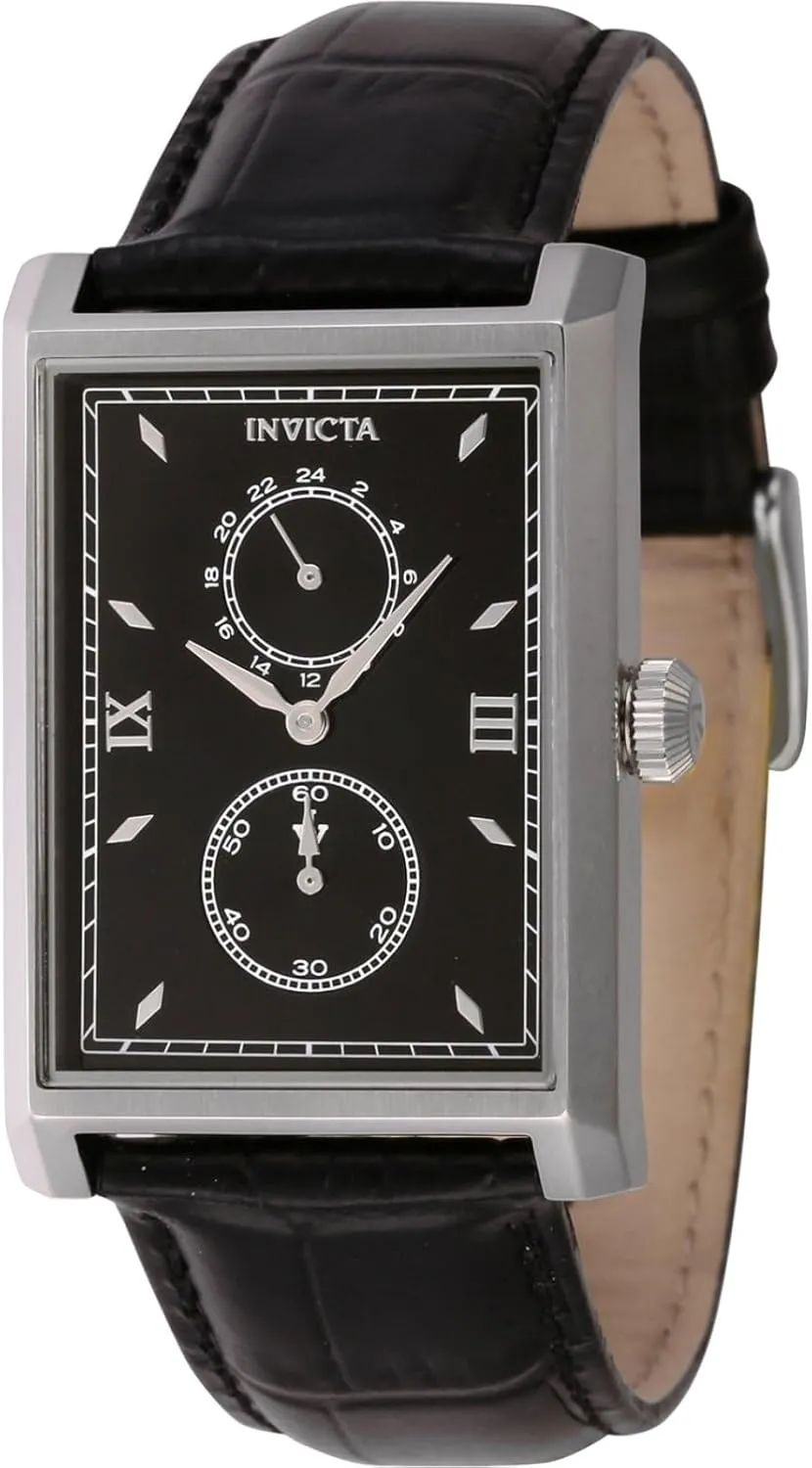 Invicta Men's Vintage 30mm Leather Quartz Watch, Black (Model: 46857)