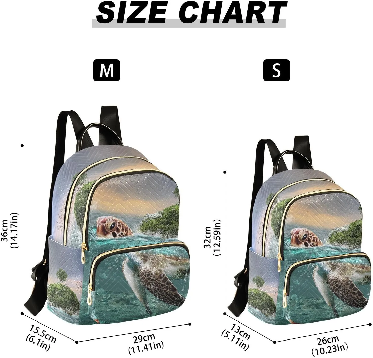 Islands & Turtles Mini Backpack Women's Quilted Small Backpack Purse for Women College Fashion Travel Daypack Shoulder Bag