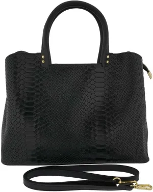 Italian Genuine Leather Crocodile Pattern Carryall Satchel Handbag Crossbody For Women
