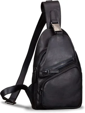 IVTG Genuine Leather Sling Bags for Men and Women Chest Shoulder Backpack Handmade Crossbody Motocycle Daypack