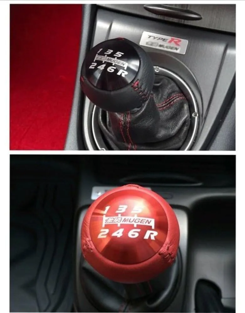 JDM Mugen Racing Round Ball Shift Knob Gear Shifter Knobs 5 6 Speed Universal Shifter for Most Manual/Automatic Car with 3 Adapters (Black - 6 Speed)